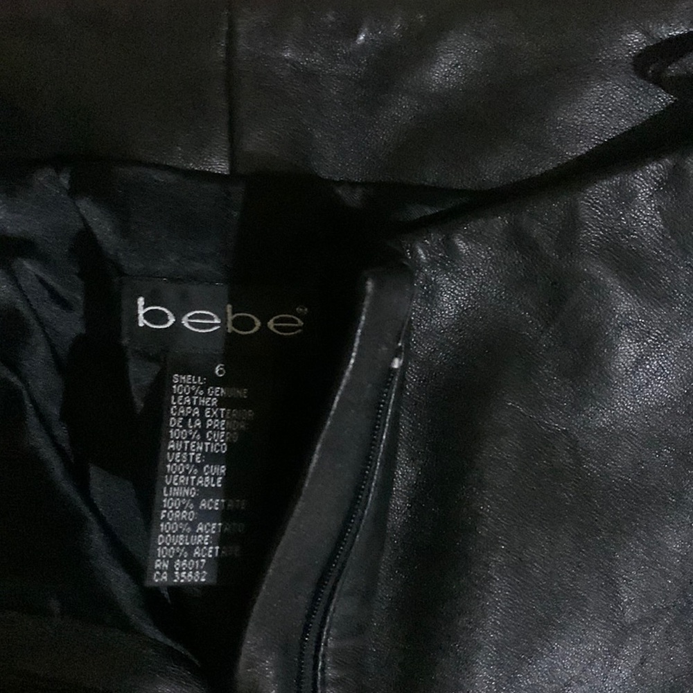 Black leather pants Bebe great condition.